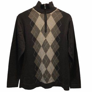 Mario Gilberti Argyle Quarter Zip Pullover Sweater Size Small
